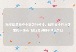 和平精英最安全高效的外挂，解密安全性与效果的平衡点_最安全的和平精英外挂