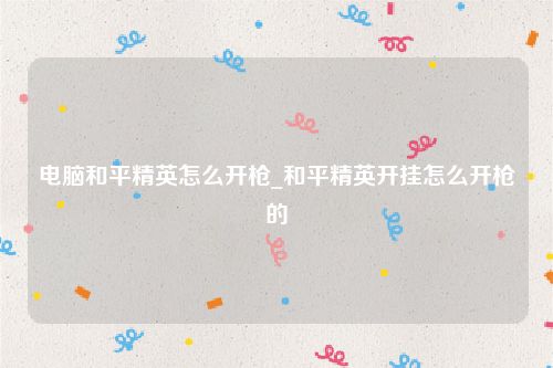 电脑和平精英怎么开枪_和平精英开挂怎么开枪的