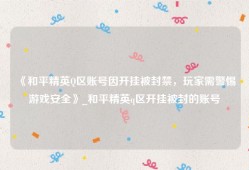 《和平精英Q区账号因开挂被封禁，玩家需警惕游戏安全》_和平精英q区开挂被封的账号
