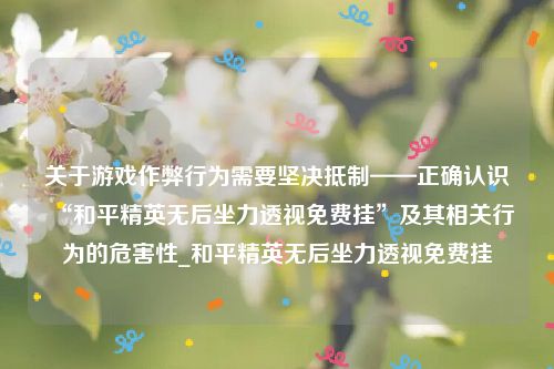 关于游戏作弊行为需要坚决抵制——正确认识“和平精英无后坐力透视免费挂”及其相关行为的危害性_和平精英无后坐力透视免费挂