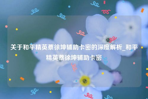 关于和平精英蔡徐坤辅助卡密的深度解析_和平精英蔡徐坤辅助卡密