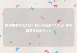 揭秘和平精英外挂：惊人的击杀70人之旅_和平精英外挂击杀70人