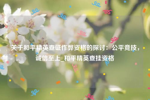 关于和平精英查证作弊资格的探讨：公平竞技，诚信至上_和平精英查挂资格