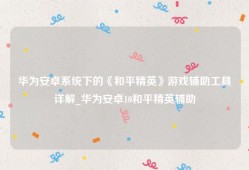 华为安卓系统下的《和平精英》游戏辅助工具详解_华为安卓10和平精英辅助