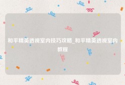 和平精英透视室内技巧攻略_和平精英透视室内教程