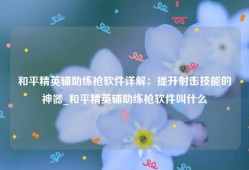 和平精英辅助练枪软件详解：提升射击技能的神器_和平精英辅助练枪软件叫什么