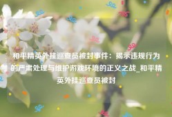 和平精英外挂巡查员被封事件：揭示违规行为的严肃处理与维护游戏环境的正义之战_和平精英外挂巡查员被封