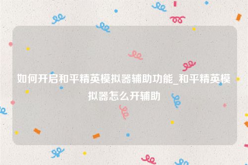如何开启和平精英模拟器辅助功能_和平精英模拟器怎么开辅助