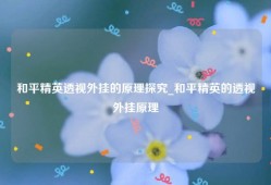和平精英透视外挂的原理探究_和平精英的透视外挂原理