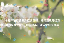 《和平精英遭遇外挂巡查员：揭开游戏外挂真相的探寻之旅》_和平精英开外挂见到巡查员
