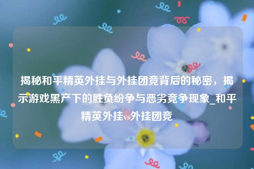 揭秘和平精英外挂与外挂团竞背后的秘密，揭示游戏黑产下的胜负纷争与恶劣竞争现象_和平精英外挂vs外挂团竞