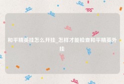 和平精英挂怎么开挂_怎样才能检查和平精英外挂