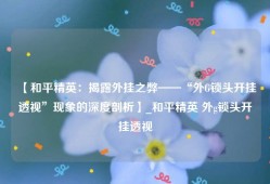 【和平精英：揭露外挂之弊——“外G锁头开挂透视”现象的深度剖析】_和平精英 外g锁头开挂透视