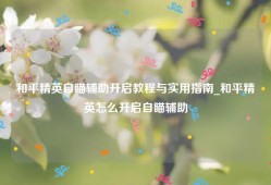 和平精英自瞄辅助开启教程与实用指南_和平精英怎么开启自瞄辅助