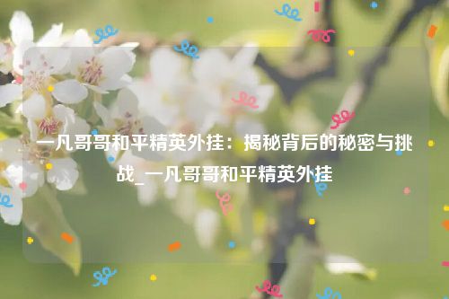 一凡哥哥和平精英外挂：揭秘背后的秘密与挑战_一凡哥哥和平精英外挂