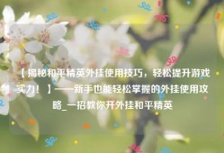 【揭秘和平精英外挂使用技巧，轻松提升游戏实力！】——新手也能轻松掌握的外挂使用攻略_一招教你开外挂和平精英