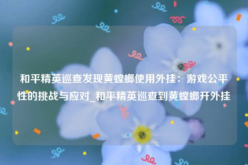 和平精英巡查发现黄螳螂使用外挂：游戏公平性的挑战与应对_和平精英巡查到黄螳螂开外挂