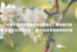 《和平精英更新推出触控新模式：辅助触控模式介绍及体验分享》_和平精英更新辅助触控模式