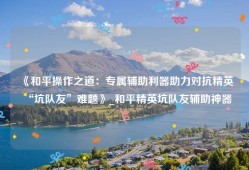 《和平操作之道：专属辅助利器助力对抗精英“坑队友”难题》_和平精英坑队友辅助神器